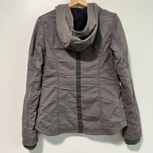 TNA Aritzia “Platoon” Military Jacket Gray Quilted Hooded Size S - Picture 14 of 16